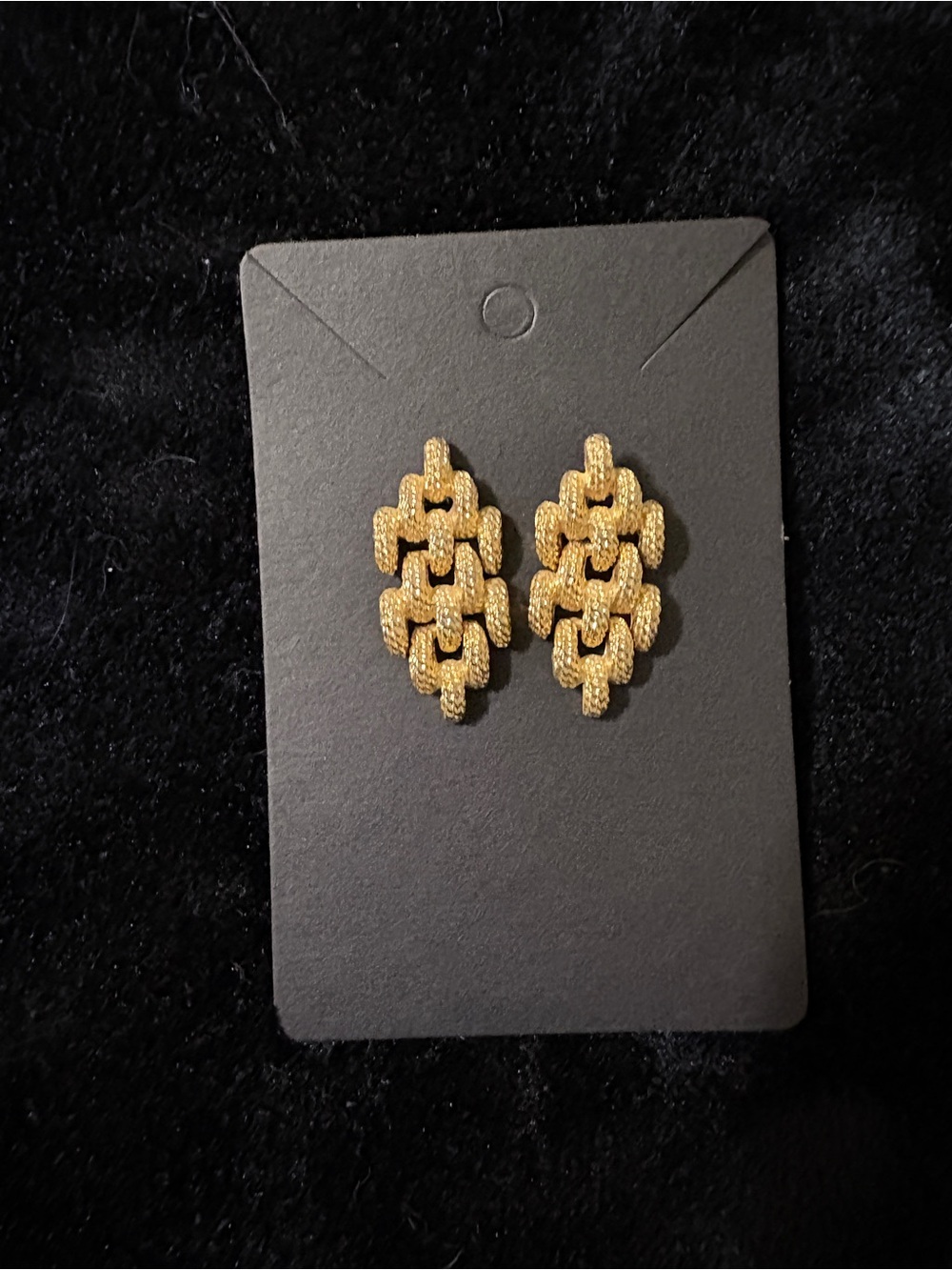 Textured Gold Link Drop Earrings for Women.